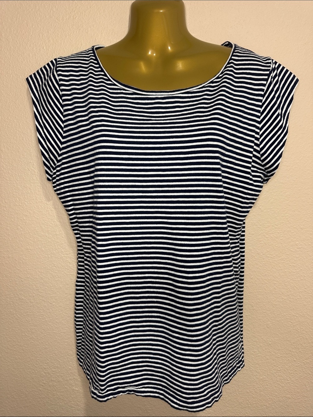 J. CREW Women’s Striped Scoop Neck Top w/Cap Sleeves, Size M